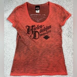 Harley Davidson Shirt Womens Medium Scoop Neck Tee Niagara Falls Canada Basic